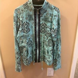 Teal and Black Patterned Jacket